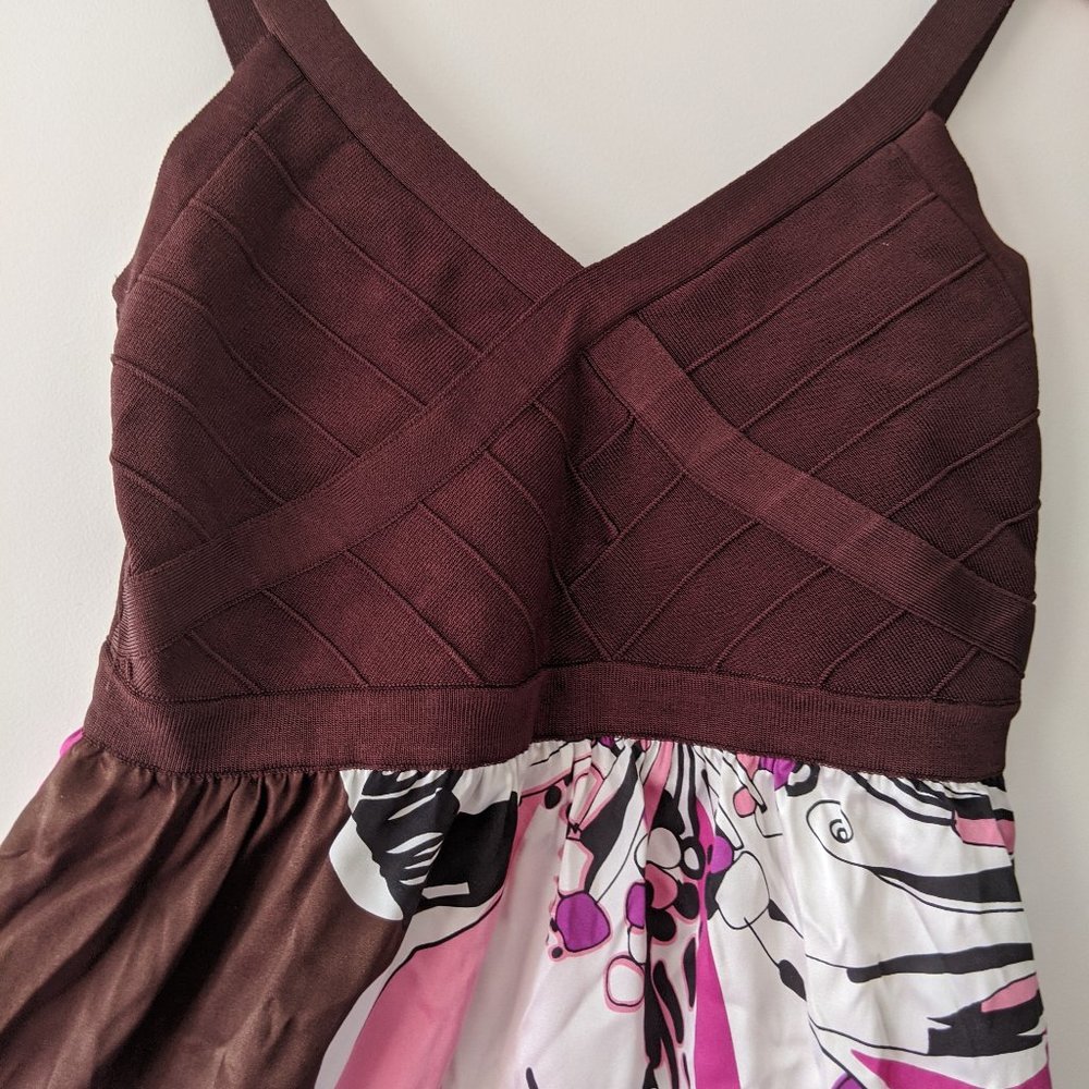 Bebe Breezey Summer Brown & Pink Dress